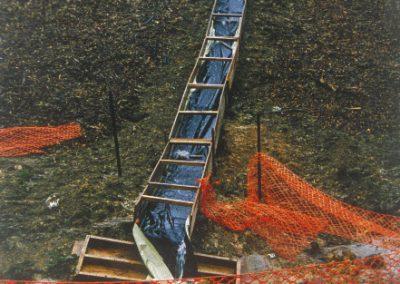 Photograph of wooden flume.