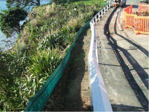 Photograph of silt fence. 