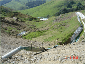 flume protecting exposed soil