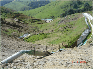 Flume protects exposed soil on a steep slope from upslope water (Source: SouthernSkies).