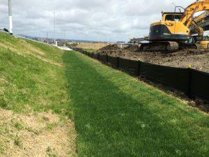 Turf used to provide quick stabilisation of the swale allowing for the early commissioning of a swale (Source: SouthernSkies).