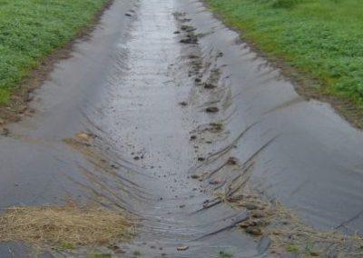 Geotextile-lined flume.