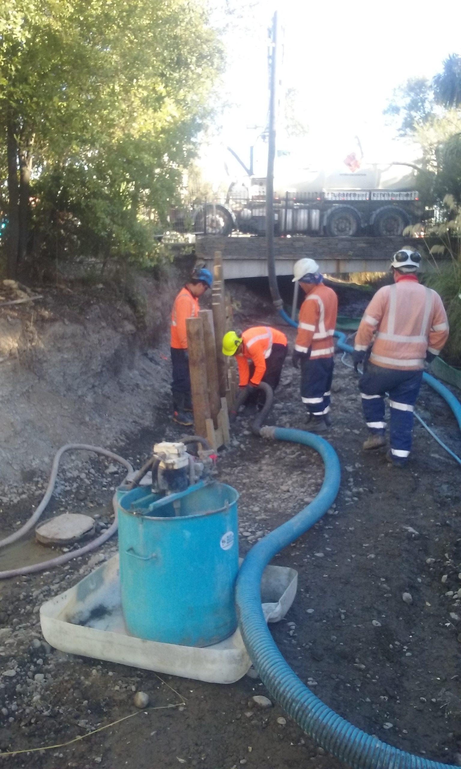 Grout container has secondary containment to minimise spills that could enter the waterway (Source: Downer).